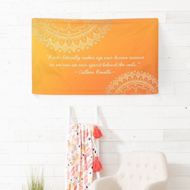 Yoga Meditation Teacher Orange Gold Mandala Quotes Banner (Insitu)