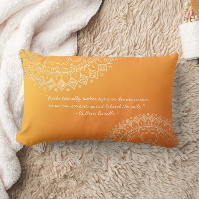 Yoga Meditation Teacher Orange Gold Mandala Quotes Lumbar Cushion (Blanket)
