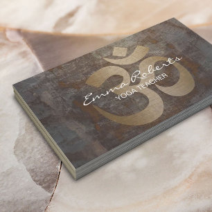 Yoga & Meditation Teacher Vintage Gold Om Sign Business Card