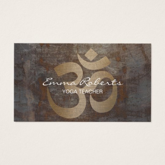 Yoga & Meditation Teacher Vintage Gold Om Sign Business Card