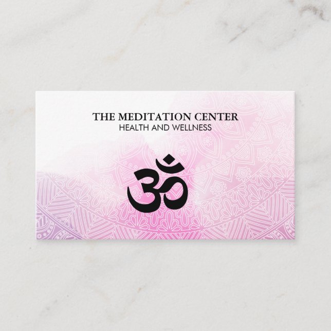 Yoga Meditation Tribal Pattern | Watercolor Business Card (Front)