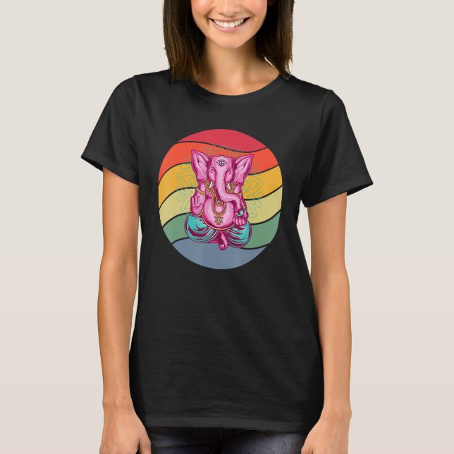 Yoga Mental Strenght Mandala Elephant Meditating T-Shirt (Front)