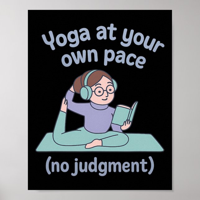Yoga Mindfulness No Judgment Librarian Cartoon  Poster (Front)