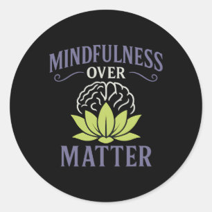 Yoga Mindfulness Over Problem Lotus Brain Graphic Classic Round Sticker