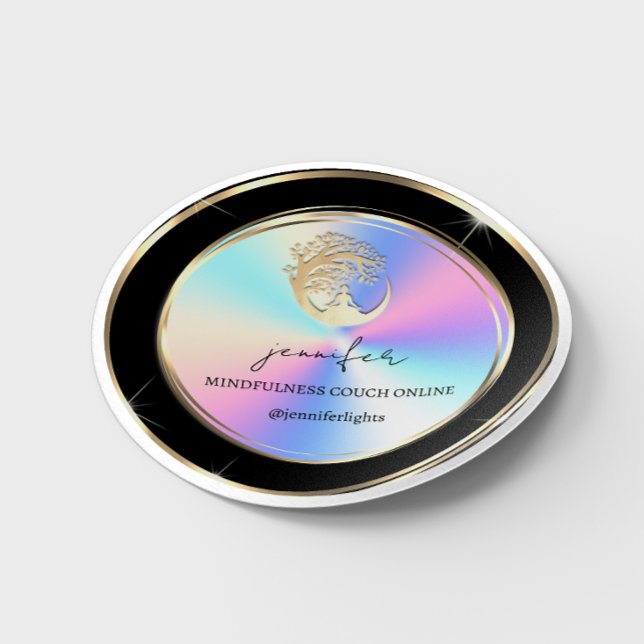 Yoga Mindfulness Therapist Couch Online Holograph  Classic Round Sticker (Creator Uploaded)