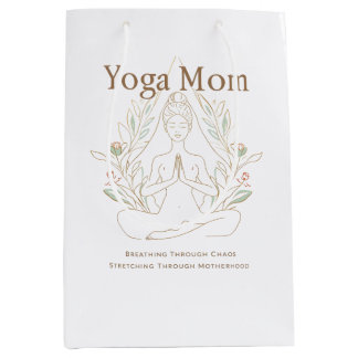 Yoga Mom Breathing Through Motherhood Medium Gift Bag