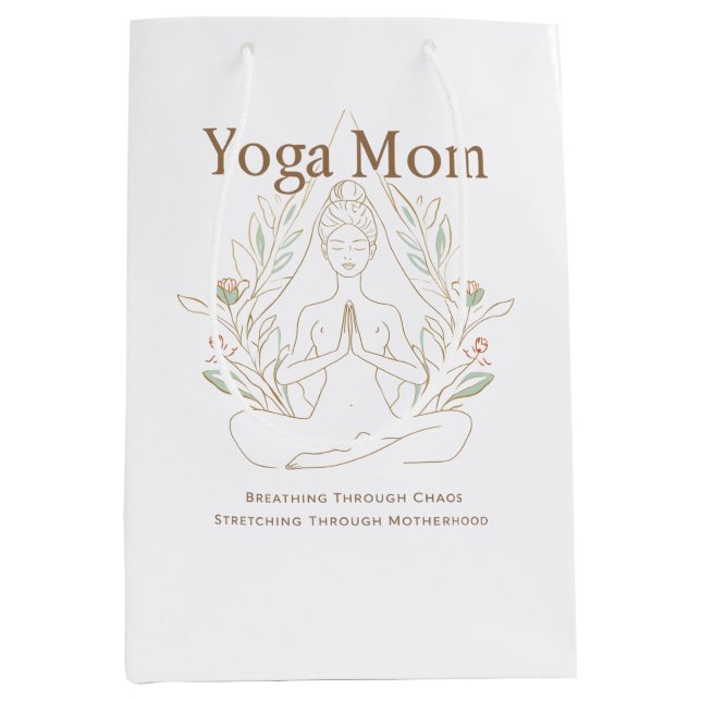 Yoga Mom Breathing Through Motherhood Medium Gift Bag (Front)