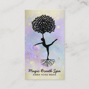 *~* Yoga Moon Gold Woman Meditation Mindfulness Business Card
