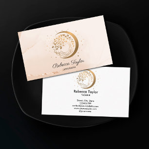 yoga moon trendy life coach tree of life gold busi business card