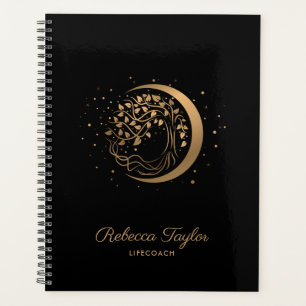 yoga moon trendy life coach tree of life gold planner