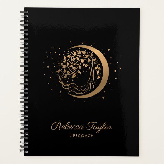 yoga moon trendy life coach tree of life gold planner (Front)