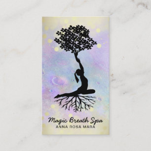 *~* Yoga Moon Woman Meditation Mindfulness Gold Business Card