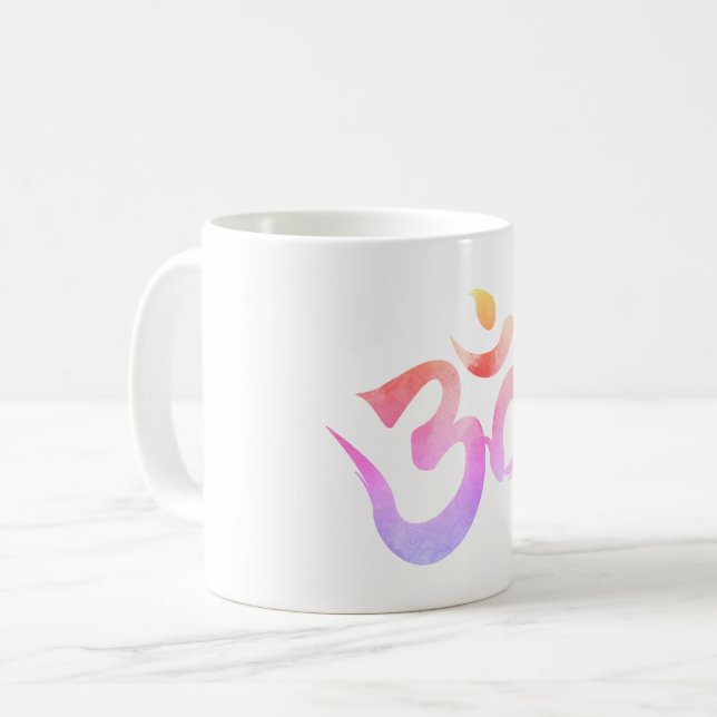 Yoga Mug, Mantra Om, Waterololor Om Mug (Front Left)