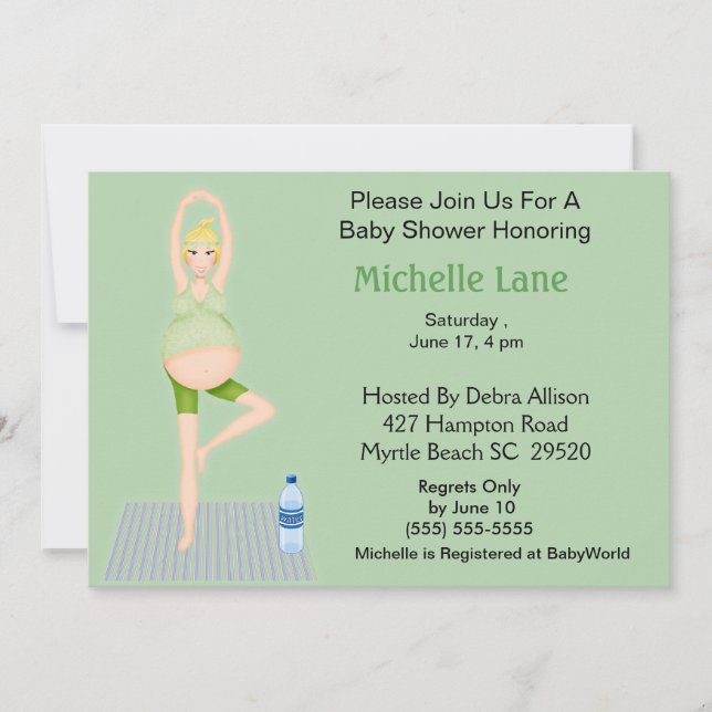 Yoga Mum Baby Shower  Invitation (Front)