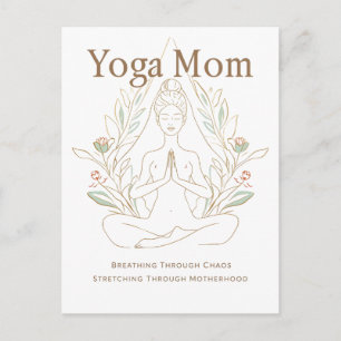 Yoga Mum Breathing Through Motherhood Holiday Postcard