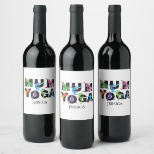 Yoga Mum Meditation Hobby Cute Mum Wine Label