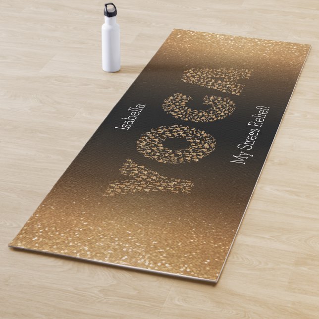 Yoga, My Stress Relief! - Gold Glitter Yoga Mat (In Situ)