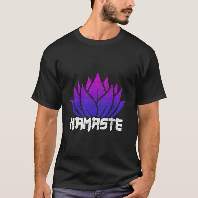Yoga Namaste Buddha Lotus Flower Buddhism Yogi Bud T-Shirt (Front)