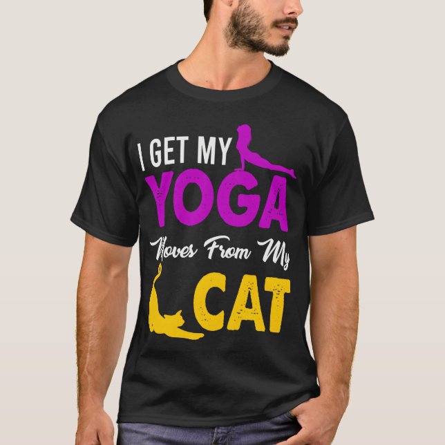 Yoga Namaste Mehndi Cat Cat Lady Cat Friend friend T-Shirt (Front)