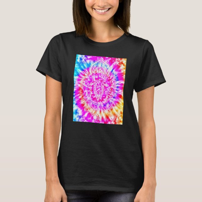 Yoga Namaste Moon Tie Die Buddha Ganesh   T-Shirt (Front)