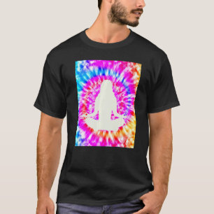Yoga Namaste Moon Tie Die Buddha Pose Flowers   T-Shirt