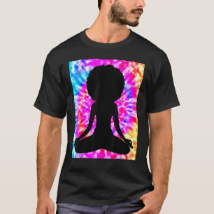 Yoga Namaste Moon Tie Die Buddha Pose Hair T-Shirt