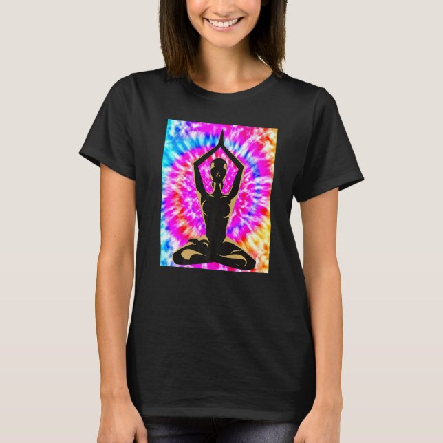 Yoga Namaste Moon Tie Die Buddha Pose   T-Shirt (Front)