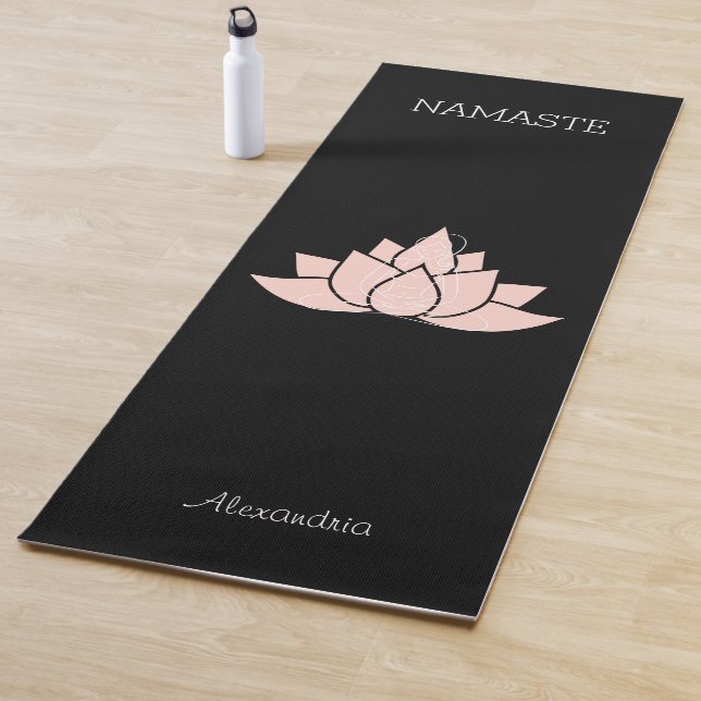 Yoga Namaste Pale Pink Lotus Girl Pose Graphic Yoga Mat (In Situ)