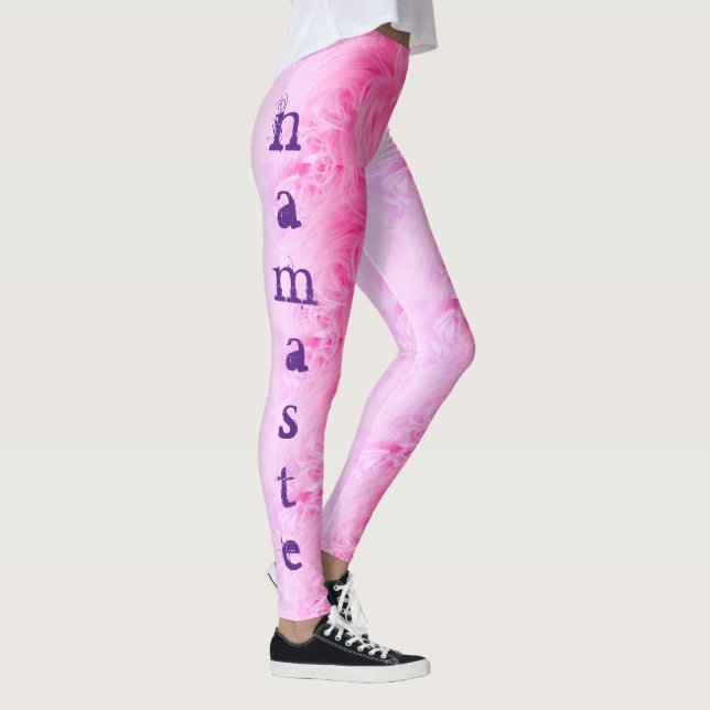 Yoga Namaste Pink Purple Chic Modern Template Leggings (Right)