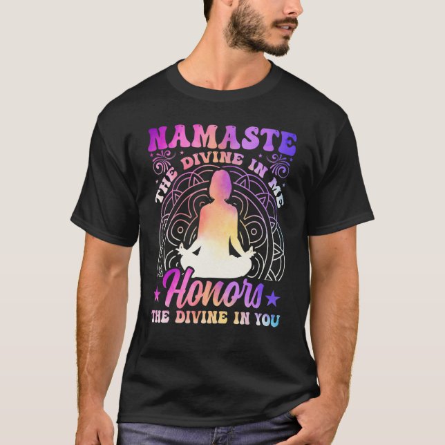 Yoga Namaste the Divine in Me Spiritual Yoga Medit T-Shirt (Front)