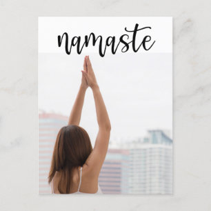Yoga Namaste Woman posing yoga  Postcard
