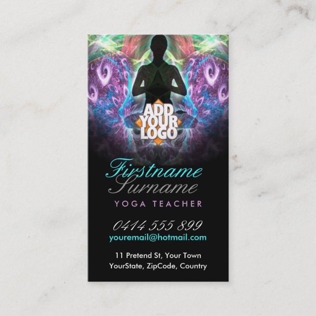 Yoga New Age Teacher School  w/ Logo Business Card (Front)
