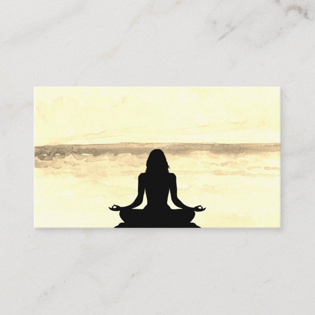 *~*  Yoga Ocean Beach Mindfulness Meditation Sea Business Card (Front)