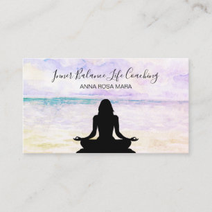*~* Yoga Ocean Sunset Meditation Life Coach Business Card