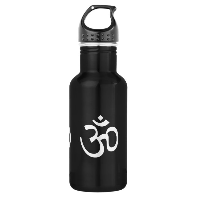 Yoga, Om Aum Icon, Hinduism Symbol, black white 532 Ml Water Bottle (Front)