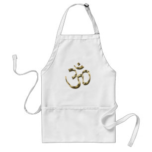 Yoga, Om Aum Icon, Hinduism Symbol, gold white Standard Apron
