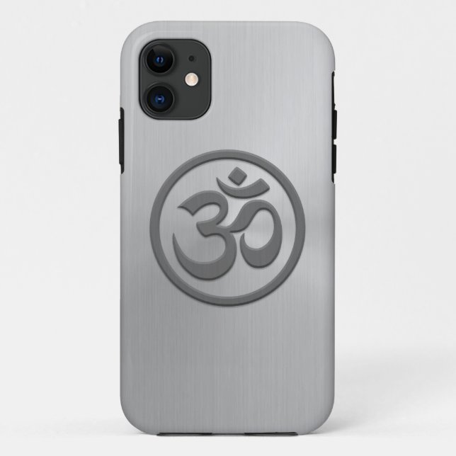 Yoga Om Circle with Stainless Steel Effect Case-Mate iPhone Case (Back)