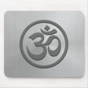 Yoga Om Circle with Stainless Steel Effect Mouse Mat