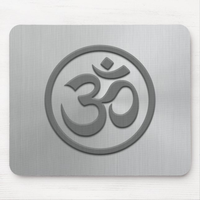 Yoga Om Circle with Stainless Steel Effect Mouse Mat (Front)