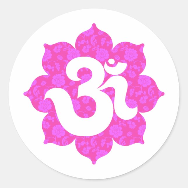 Yoga Om in Lotus pink Classic Round Sticker (Front)