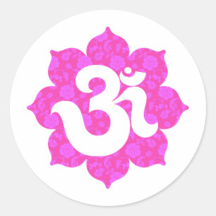 Yoga Om in Lotus pink Classic Round Sticker