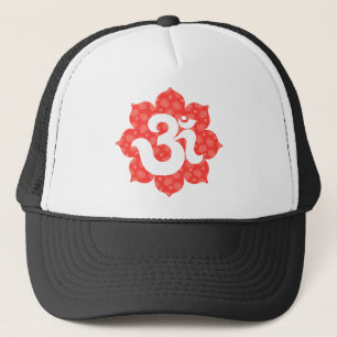 Yoga Om in Lotus red orange Trucker Hat