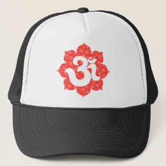 Yoga Om in Lotus red orange Trucker Hat