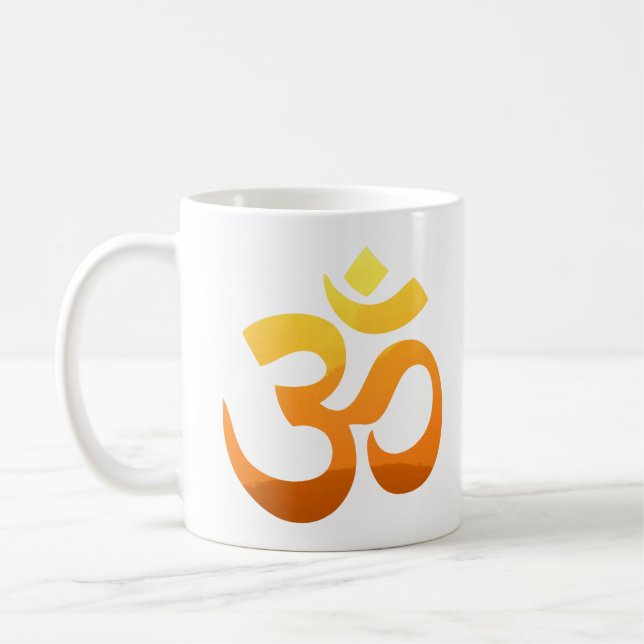 Yoga Om Mantra Gold Sun Meditation Inspirational Coffee Mug (Left)
