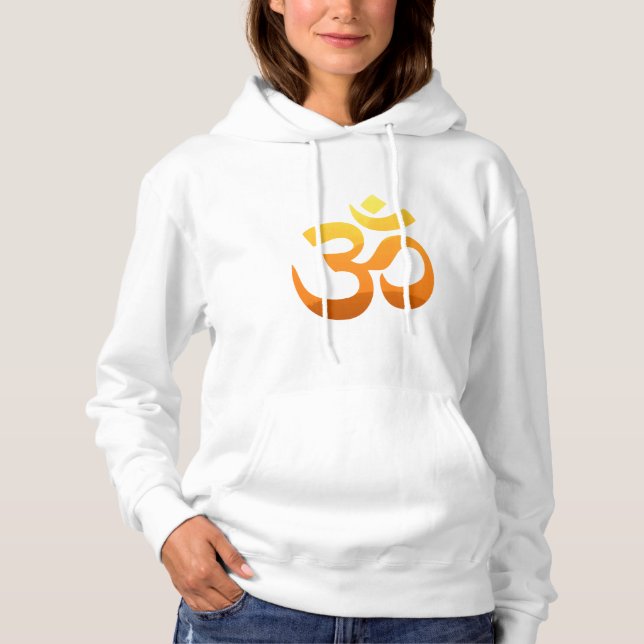 Yoga Om Mantra Symbol Gold Sun Asana Relax Womens Hoodie (Front)