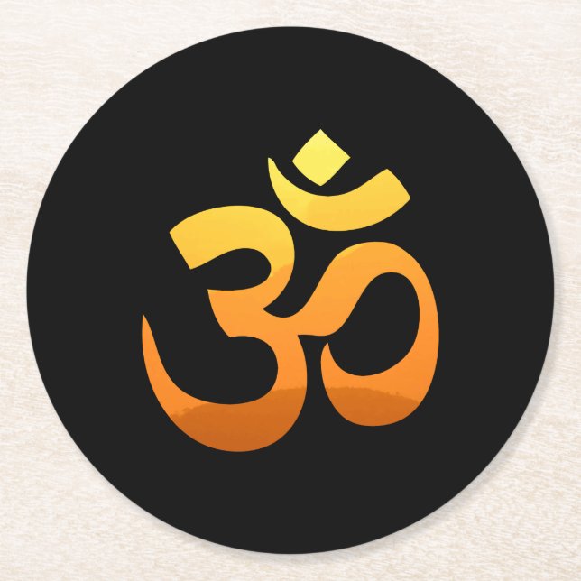 Yoga Om Mantra Symbol Meditation Asana Relax Round Paper Coaster (Front)