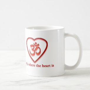 Yoga Om mug "Om is where the heart is" humour