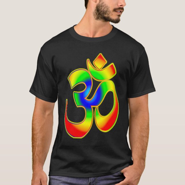 Yoga Om Ohm Spiritual Rainbow Meditation Symbol T-Shirt (Front)