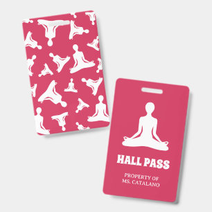 yoga om pose Teacher Hall Pass school colours ID Badge