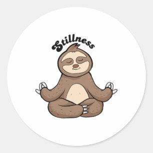 Yoga Or Everyday Stillness Sloth Inspired Men Wome Classic Round Sticker